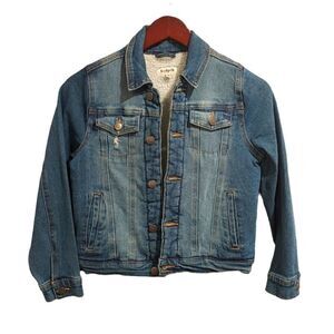 Boys Sherpa Lined Jean Denim Jacket  Chipotle Wash Medium 10  NWT Kidpik